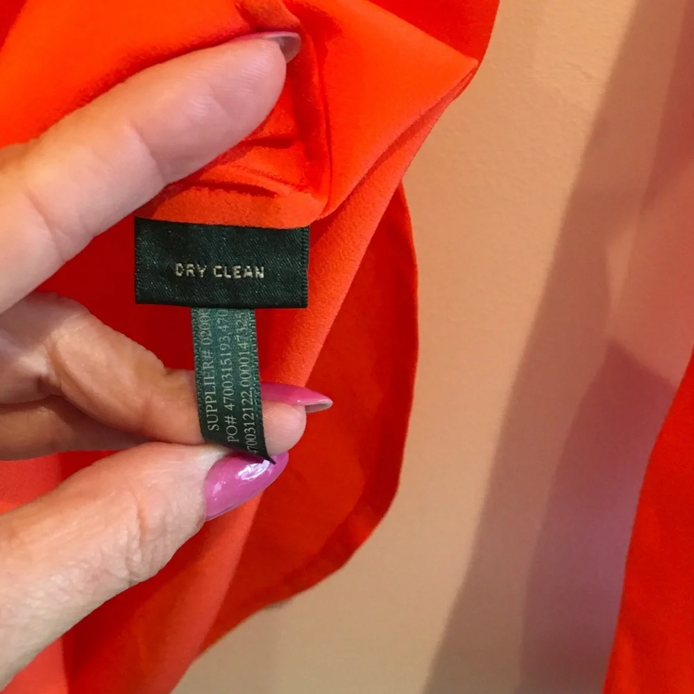 Ralph Lauren Vibrant Orange Long-Sleeve Silk Blouse - Picture 6 of 6